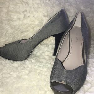 Gray and White Heels